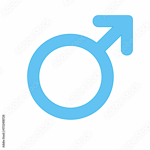 Light blue Mars symbol representing the male gender, an icon for masculinity, men, and boys, isolated on a white background