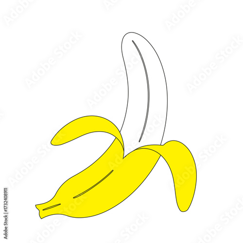 Peeled Yellow banana isolated on white background
