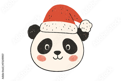 Dear Santa, I did really try. Funny Christmas phrase poster. Hand drawn lettering with cute panda face in Santa hat. Greeting card with calligraphy for holiday season. Vector.