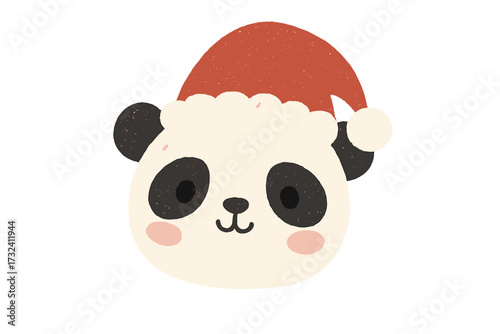Cute panda in Santa hat. Funny Christmas concept Dear Santa I did try. Hand drawn animal character face for holiday greeting card, poster or print. Kawaii vector illustration.