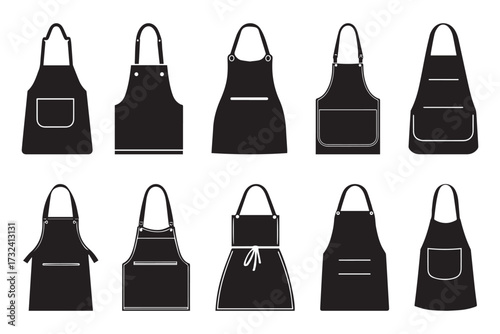 Apron Icon Set – Flat Vector Kitchen Symbol Collection