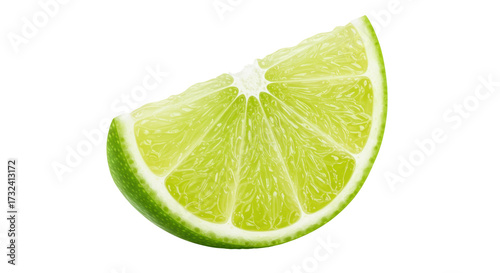 Fresh lime wedge isolated PNG, juicy green citrus fruit slice for summer cocktails and refreshing drinks on transparent background © Carlos