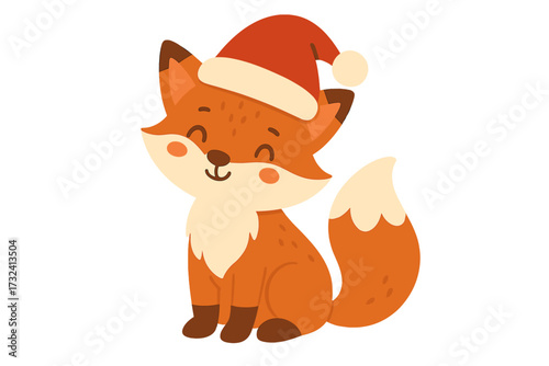 Cute fox in Santa hat with a funny Christmas quote I'm the reason Santa has a naughty list. Adorable whimsical winter animal vector for greeting cards, prints, and posters.