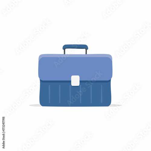 Blue briefcase illustration, handle and clasp details