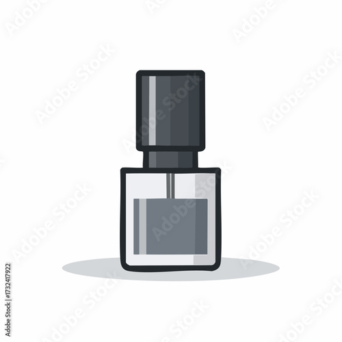 Nail polish bottle in gray and clear vector illustration, manicure and beauty product