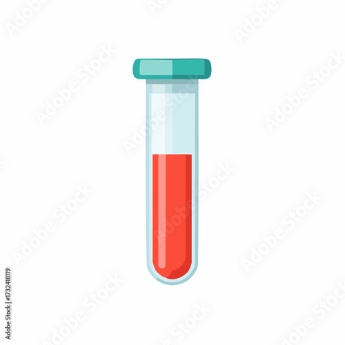 Medical Test Tube with Red Liquid: Healthcare and Laboratory Concept Illustration