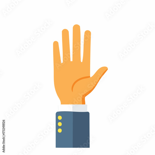 Professional business hand showing five fingers extended in stop or greeting gesture