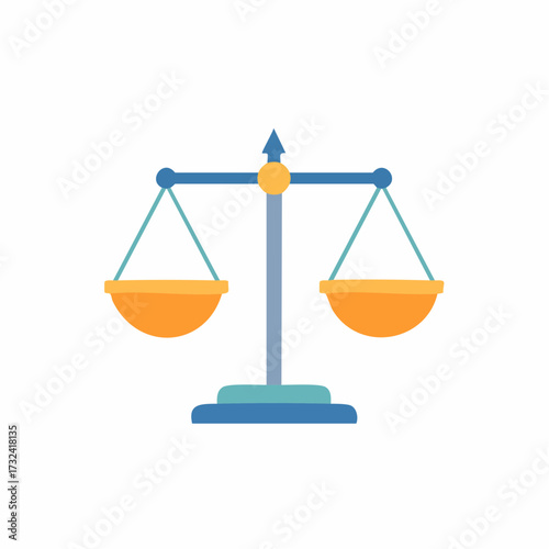 A simple flat design illustration of a classic balance scale representing justice and equality