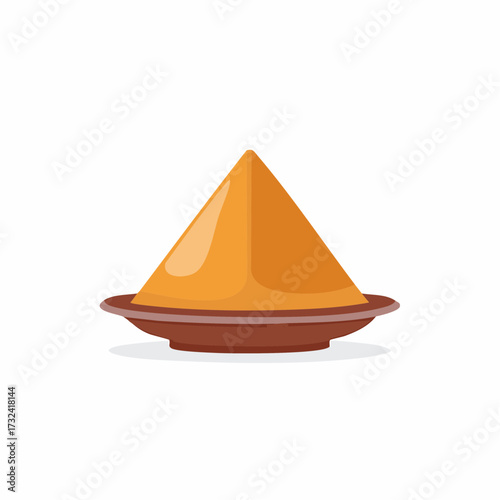 Cone shaped spiced food served on a rustic plate