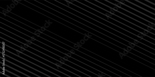 Black oblique straight line background. Masculine dark linear abstract wallpaper. Elegant luxury striped gradient texture. Grey diagonal lines backdrop for flyer, banner,