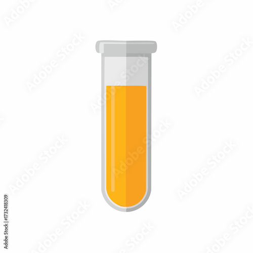 Single test tube containing yellow orange liquid for scientific experiment or medical research icon