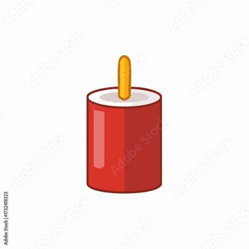 Bright red firecracker illustration featuring a yellow fuse a symbol of celebration danger or explosive power graphic