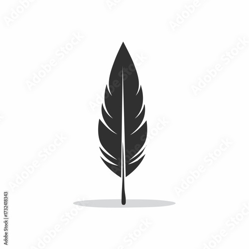 Minimalist black feather icon vector design for light elegant creative concepts