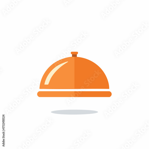 Modern Orange Food Cloche Vector Icon Minimalist Serving Dish Cover Illustration