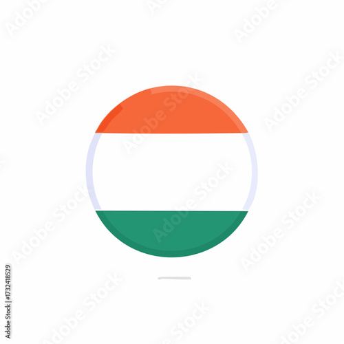 Circular national flag emblem with orange white and green stripes