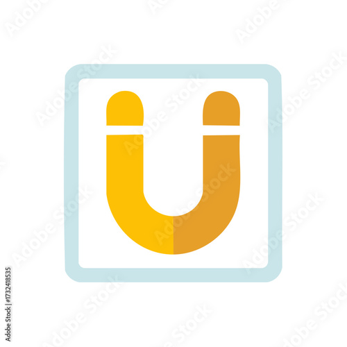 Abstract Magnet Icon Shape Symbol Minimalist Graphic Attract Positive Energy Force Field Square Border