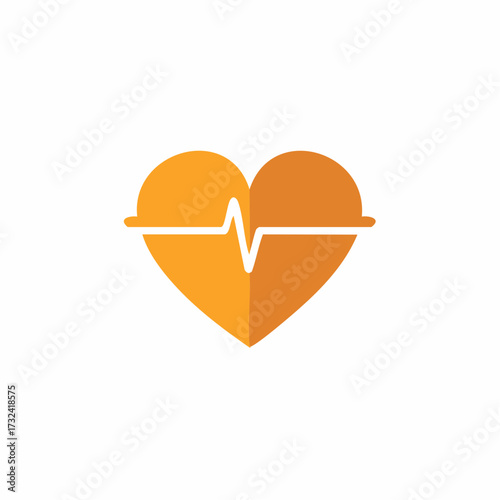 Stylized orange heart shape with a white electrocardiogram line symbolizing health and life