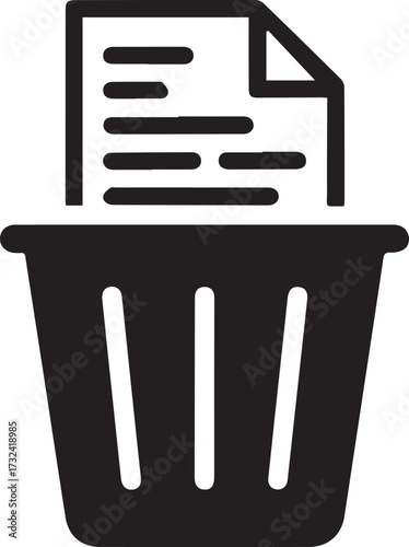 Vector art of document in trash can icon