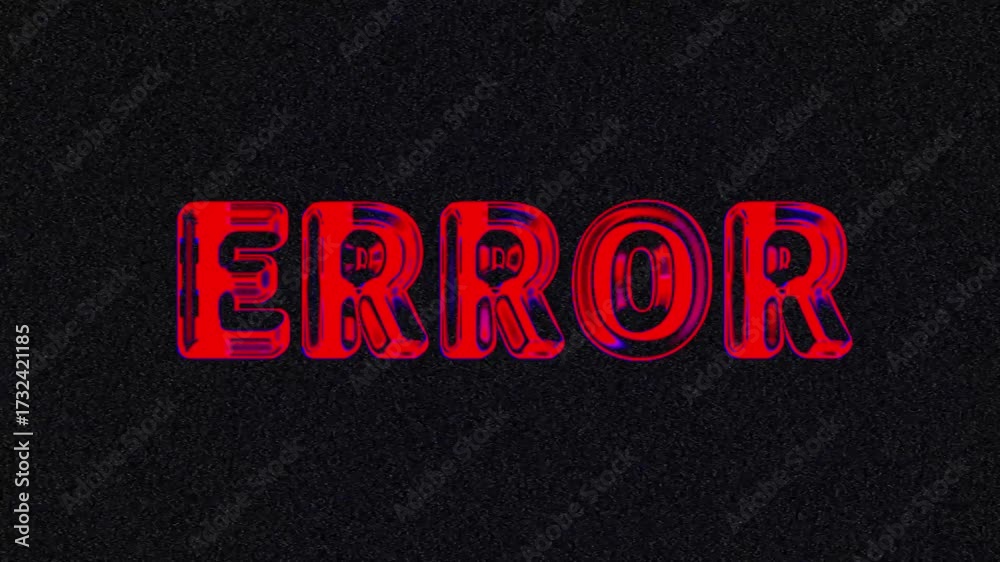 Red error text animation with digital noise background. Distorted ...