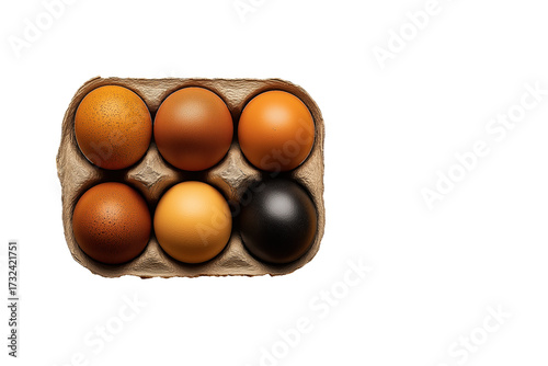 Egg Selection: A collection of eggs arranged in a carton, showcasing the array of natural eggshell hues, each whispering a tale of freshness and nourishment.