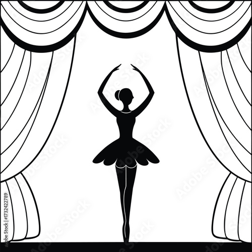 Ballerina performing on stage in silhouette