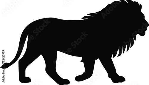 Majestic lion walking silhouette