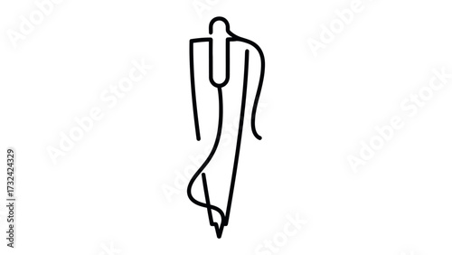 Line Art Fashion Sketch: A minimalist line art sketch captures the essence of elegance with a flowing gown and a graceful silhouette, perfect for fashion design concepts.