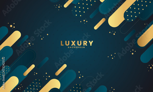Luxury Abstract Teal Blue and Gold Background with Modern Geometric Diagonal Shapes for Premium Elegant Design Business Presentation Exclusive Template