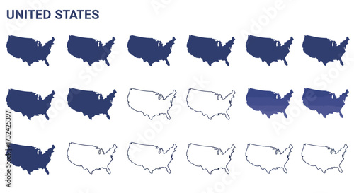 United States Map Silhouette Representation Showing Gradual Fading and Diminishing Presence