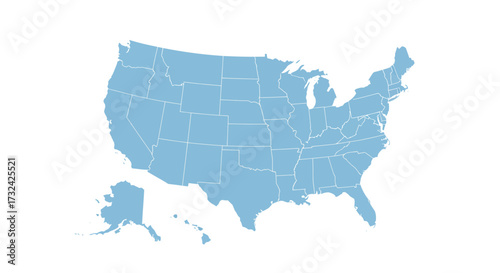 Minimalist Map of the United States in Light Blue