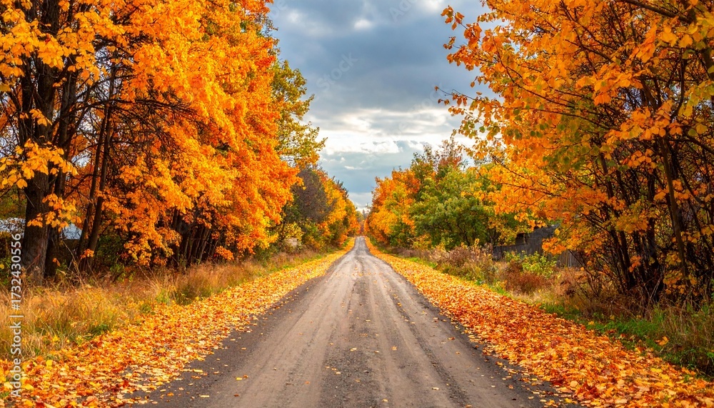 Fototapeta premium Autumn Village Road