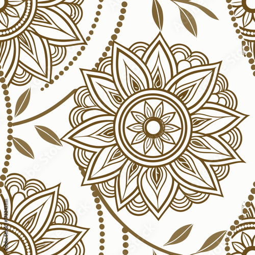 Intricate Floral Motif: A seamless pattern showcasing an intricate arrangement of meticulously designed floral elements, displaying a touch of elegance and artistic flourish.