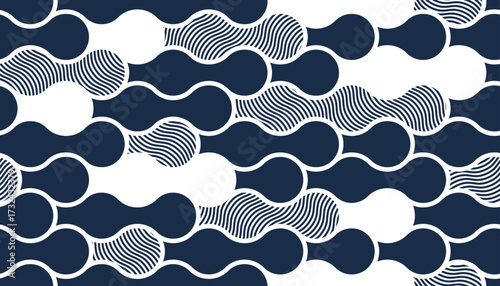 Runny water seamless pattern, vector waves lines geometric abstract background, liquid in motion endless wallpaper.