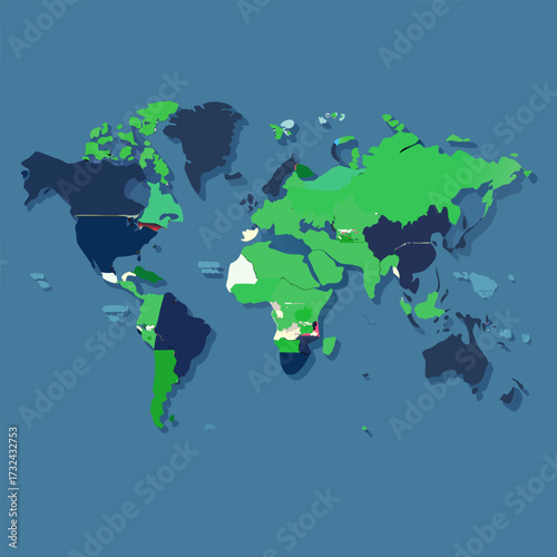 world map on green background