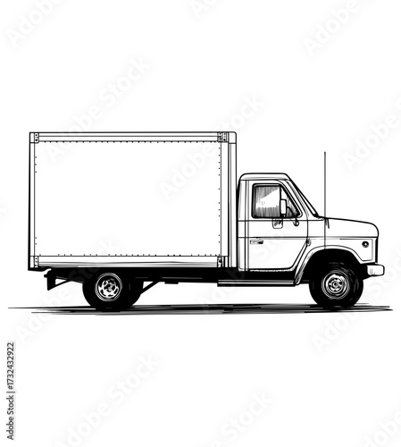 Delivery Box Truck Vector Illustration – Delivery Vehicle SVG Design. Commercial Box Truck Vector, Transportation Vehicle SVG.