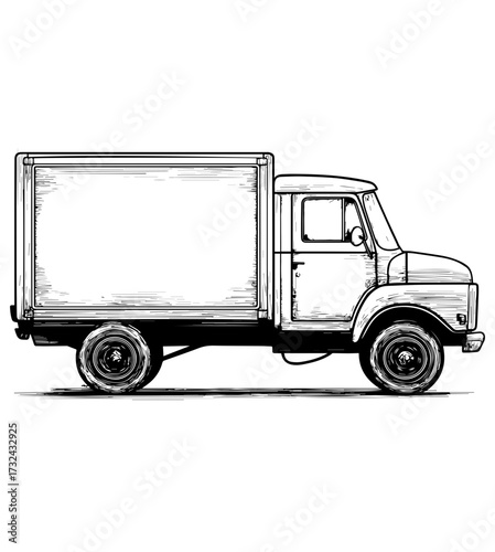 Delivery Box Truck Vector Illustration – Delivery Vehicle SVG Design. Commercial Box Truck Vector, Transportation Vehicle SVG.