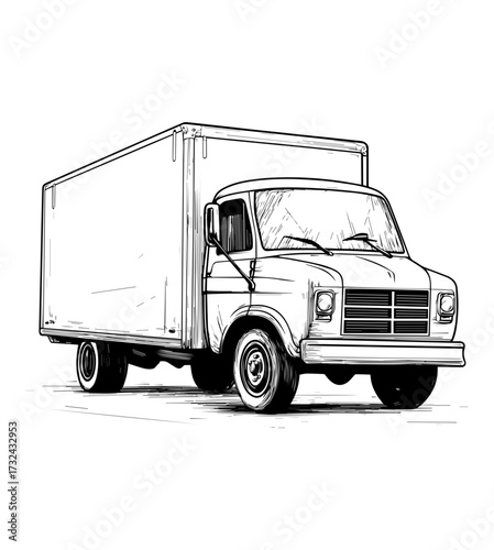 Delivery Box Truck Vector Illustration – Delivery Vehicle SVG Design. Commercial Box Truck Vector, Transportation Vehicle SVG.