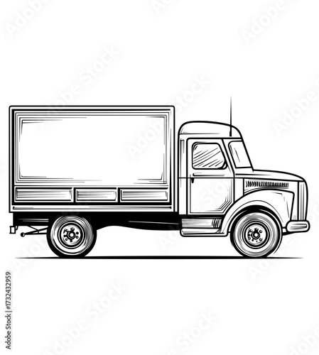 Delivery Box Truck Vector Illustration – Delivery Vehicle SVG Design. Commercial Box Truck Vector, Transportation Vehicle SVG.
