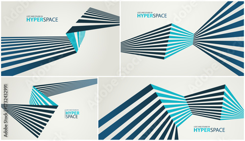 3D lines in impossible perspective vector minimal abstract background set, force and energy in dynamic motion creative concept, surreal speed.