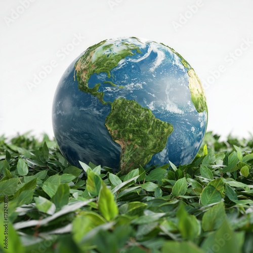 3D planet Earth on a white background. Generative AI