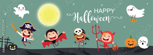 Happy Halloween greetings template vector. Vector illustration.