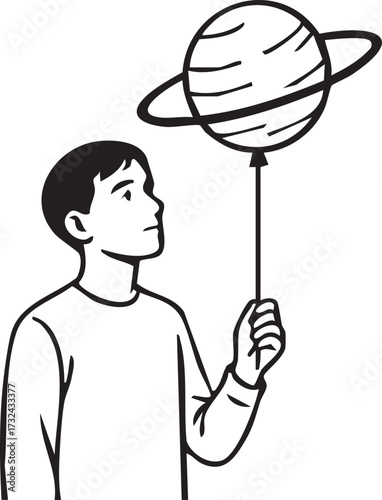 Silhouette with Planet