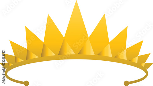 Yellow gold crown with rounded gem shapes on a white background tiara royal