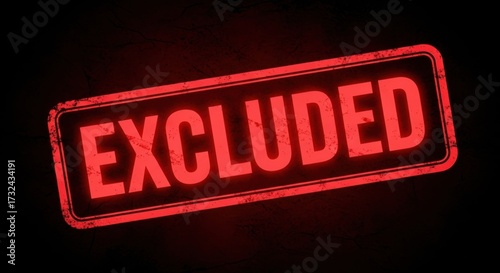 Neon red neon sign word excluded glowing vibrant effect isolated