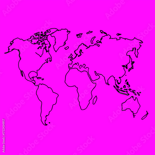 world map on black background