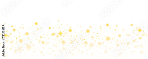 Golden sparkles and festive glitter dust shine brightly, adding warmth and joy to holiday graphics. The glowing particles float gently on a transparent backdrop. PNG