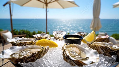 fresh oysters platter ocean view summer dining
