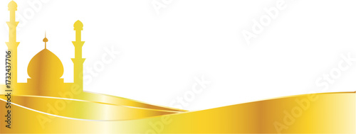 vector illustration of a golden mosque banner