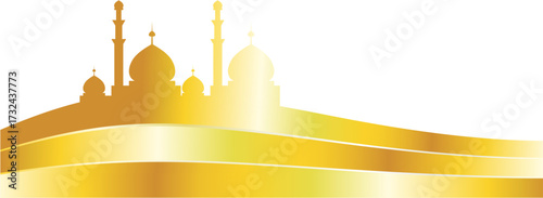 vector illustration of a golden mosque banner