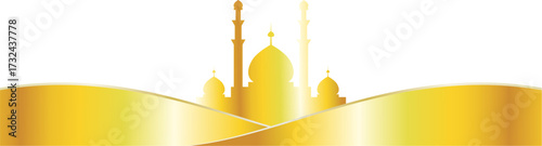 vector illustration of a golden mosque banner
